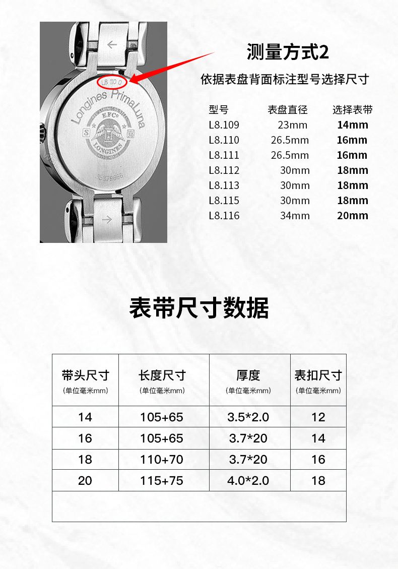 名士手表带尺寸怎么看型号